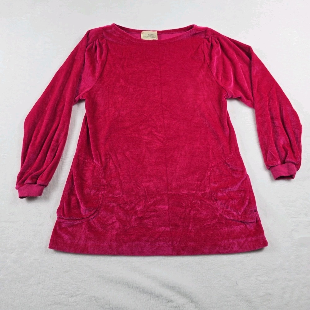 Mister Noah Vintage Magenta Pink Velour Tunic Top Balloon Sleeve Medium